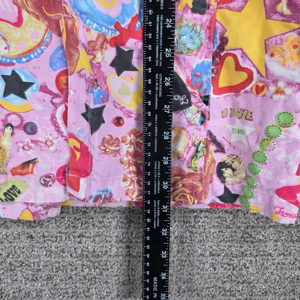 Fiorucci Women Pink Graphic Collage Print Belted Trench Coat Jacket Size L